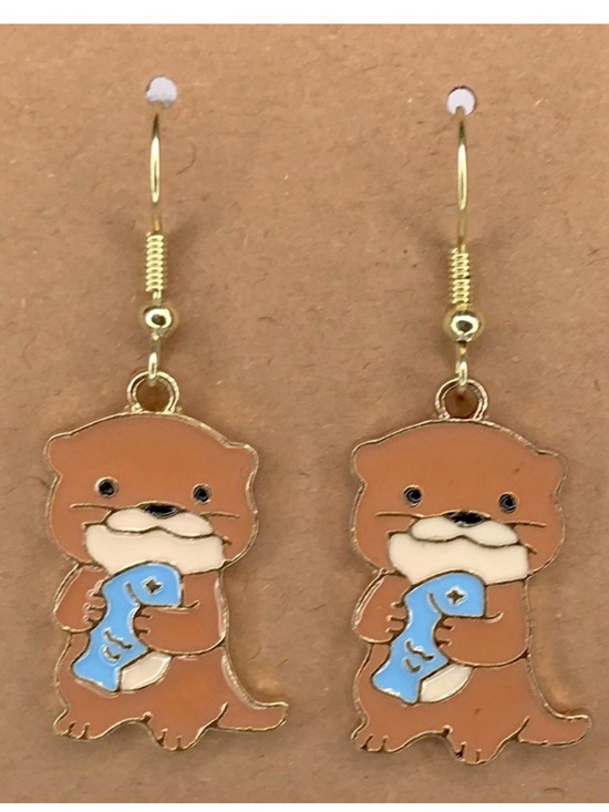 Fashion Jewelry Jewelry - Fashion Jewelry Cute Otter Earrings with Blue Fish